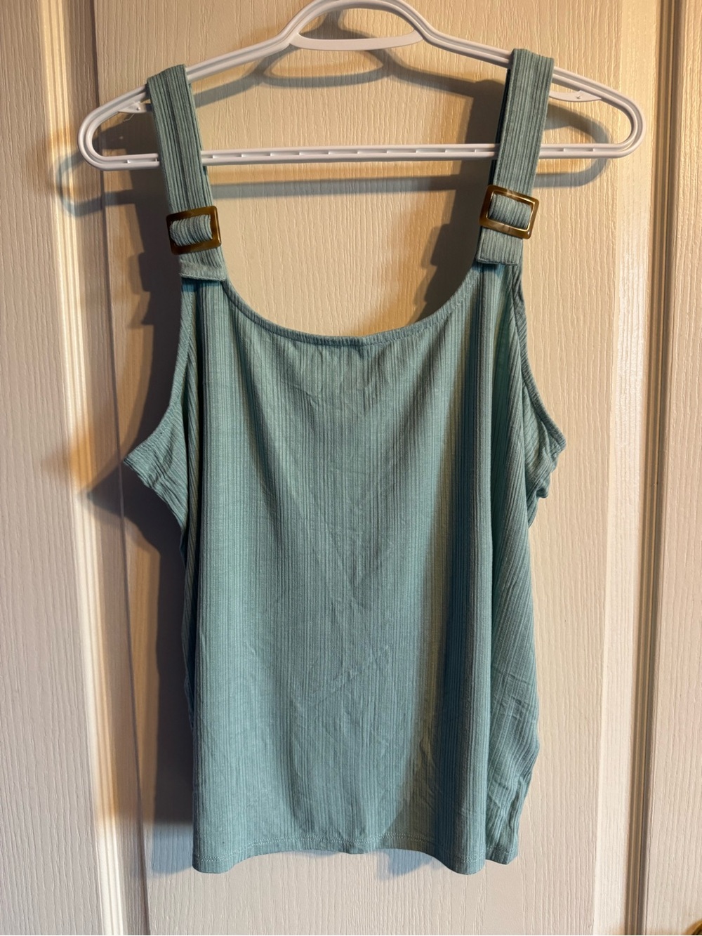 Ricki's Mint Ribbed Tank with Adjustable Buckle Straps